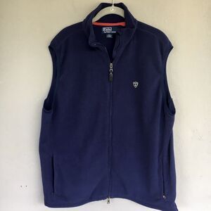 Polo Ralph Lauren Vest Men XL Blue Fleece Zip-Up Jacket Pocket Embroidered Logo